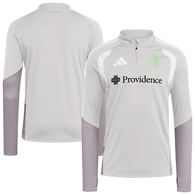 Haut d'entraînement zippé 1/4 de compétition adidas Seattle Sounders FC 2026 argenté pour homme