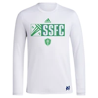 Men's adidas White Seattle Sounders FC 2024 Jersey Hook AEROREADY Long Sleeve T-Shirt