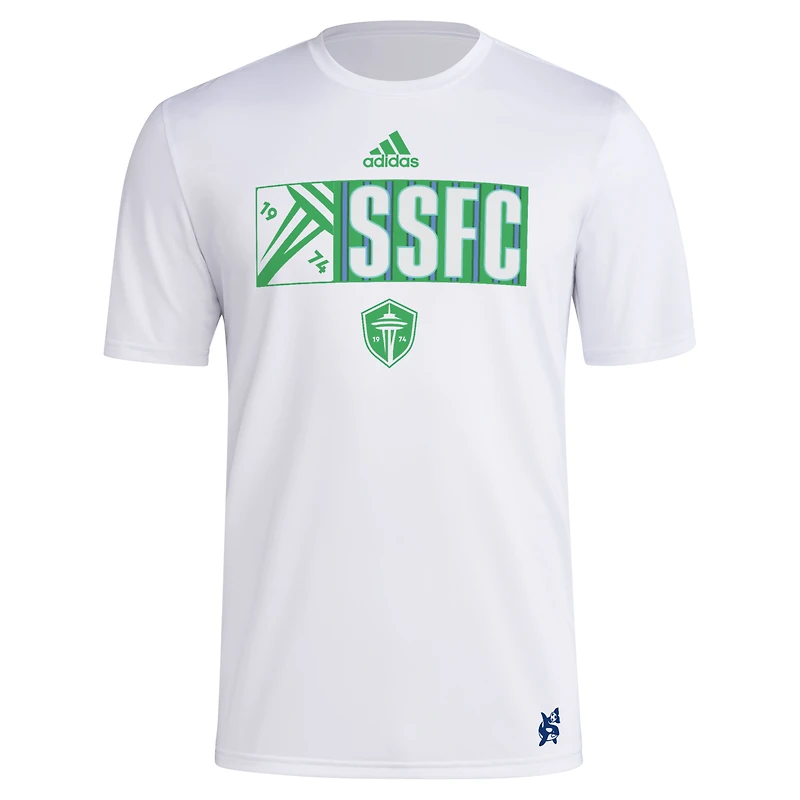 Men's adidas White Seattle Sounders FC 2024 Jersey Hook AEROREADY T-Shirt