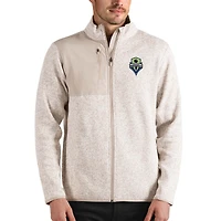 Men's Antigua Oatmeal Seattle Sounders FC Fortune Full-Zip Jacket