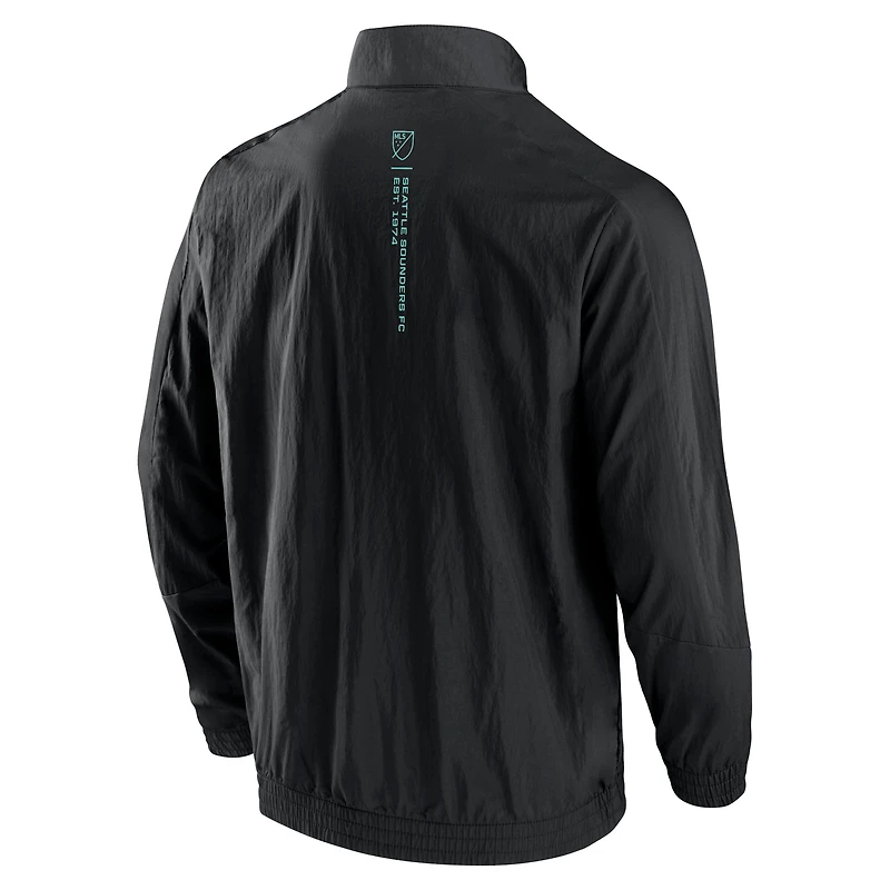 Men's Fanatics Black Seattle Sounders FC Header Raglan Full-Zip Jacket