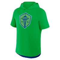 Sweat à capuche manches courtes raglan Hat Trick Stadium Slub pour hommes Fanatics Rave Green Seattle Sounders FC