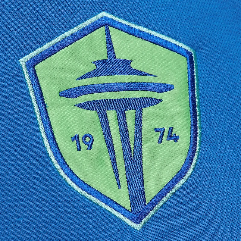 Sweat à capuche en polaire bleu Mitchell & Ness Seattle Sounders FC Crest pour hommes