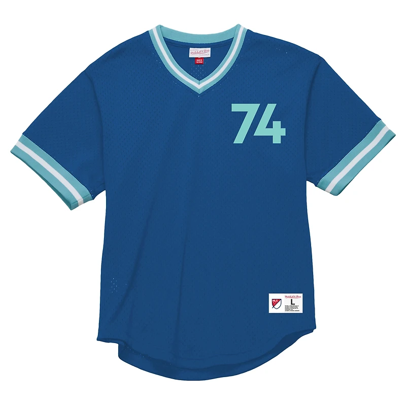 Men's Mitchell & Ness Blue Seattle Sounders FC Mesh Fashion Jersey
