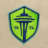 Men's Mitchell & Ness  Cream/Rave Green Seattle Sounders FC Upside Down Pro Pinch Snapback Hat
