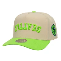 Men's Mitchell & Ness  Cream/Rave Green Seattle Sounders FC Upside Down Pro Pinch Snapback Hat