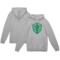 Sweat à capuche avec logo principal Mitchell & Ness pour hommes, gris chiné, Seattle Sounders FC
