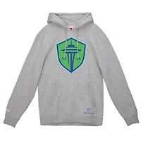 Sweat à capuche avec logo principal Mitchell & Ness pour hommes, gris chiné, Seattle Sounders FC