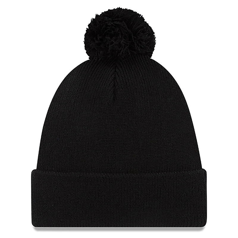 Men's New Era  Black Seattle Sounders FC  Wordmark Pom Cuffed Knit Hat