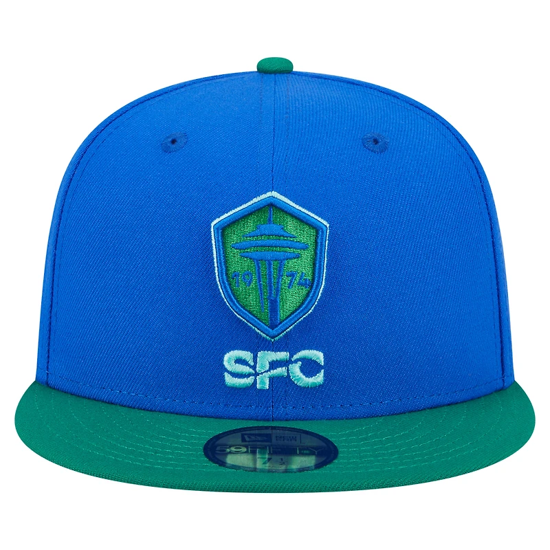 Men's New Era Blue Seattle Sounders FC 2025 Kickoff 59FIFTY Fitted Hat