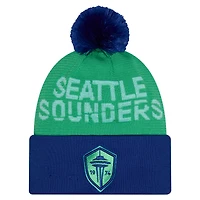 Bonnet à pompon et revers vert Seattle Sounders FC 2026 pour homme, New Era