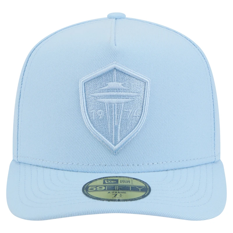 Men's New Era Light Blue Seattle Sounders FC Color Pack A-Frame 59FIFTY Fitted Hat