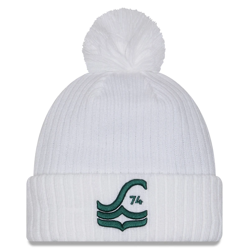 Men's New Era  White Seattle Sounders FC 2025 Jersey Hook Cuff Knit Hat with Pom