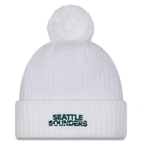 Men's New Era  White Seattle Sounders FC 2025 Jersey Hook Cuff Knit Hat with Pom