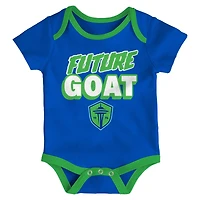 Newborn Green/Heather Gray/Blue Seattle Sounders FC Loyal Buddies 3-Pack Bodysuit Set