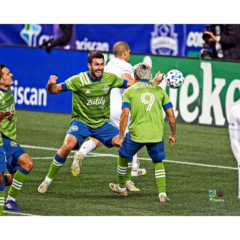 Raul Ruidiaz Seattle Sounders FC Champions non signés de la finale Conférence Ouest Coupe MLS 2020 Célébration but avec Will Bruin Photo