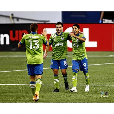 Raul Ruidiaz, photographe non signé de célébration but des Seattle Sounders FC lors la victoire contre les San Jose Earthquakes
