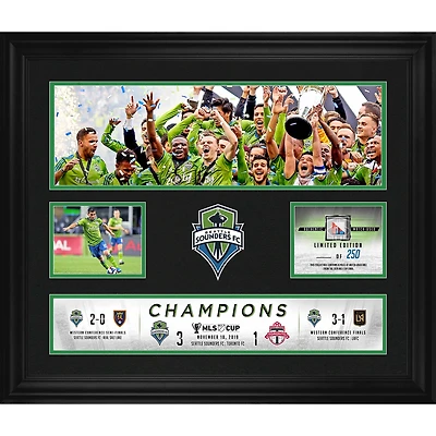 Seattle Sounders FC Framed 20" x 24" FC 2019 MLS Cup Champions Collage with a Piece of Match-Used Ball from the 2019 MLS Cup - Limited Edition of 250