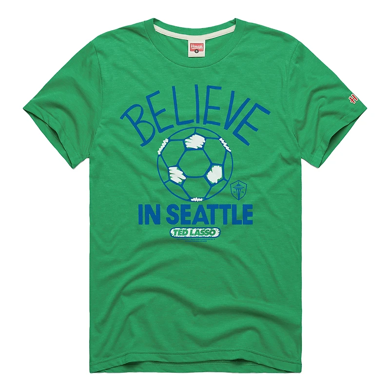 T-shirt unisexe vert hommage Seattle Sounders FC MLS x Ted Lasso Believe Graphic Tri-Blend