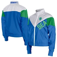 Women's 5th & Ocean by New Era  Blue Seattle Sounders FC Leisure Cropped Full-Zip Windbreaker Jacket