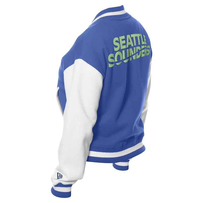 Women's 5th & Ocean by New Era Blue Seattle Sounders FC Throwback Full-Snap Jacket