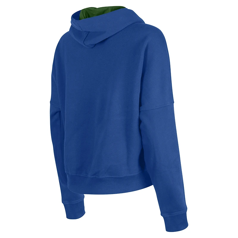 Women's 5th & Ocean by New Era Blue Seattle Sounders FC Throwback Pullover Hoodie