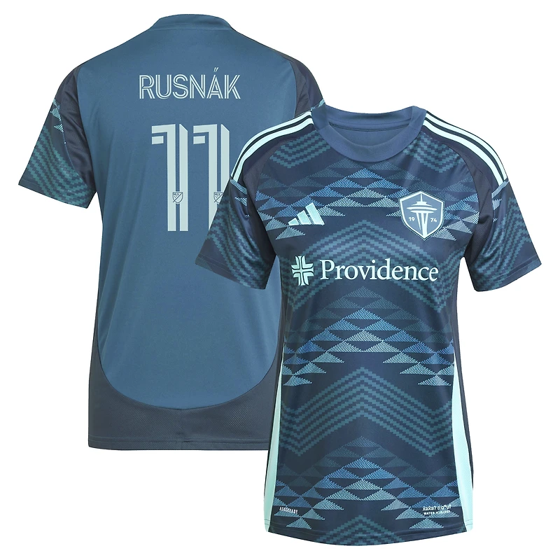 Maillot de joueur réplique du kit The Salish Sea 2025 des Seattle Sounders FC bleu adidas Albert Rusnak pour femme