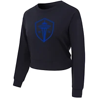 Haut court à manches longues en tricot Darby noir Seattle Sounders FC Tri-Blend pour femme