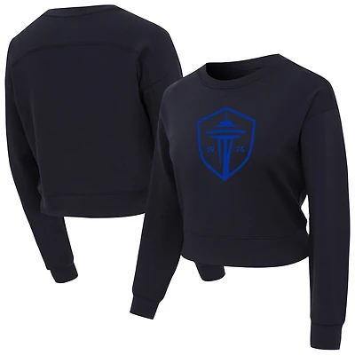 Haut court à manches longues en tricot Darby noir Seattle Sounders FC Tri-Blend pour femme