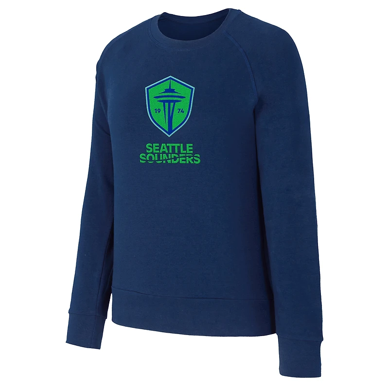 Women's Concepts Sport Blue Seattle Sounders FC Elevation Tri-Blend Long Sleeve Sweatshirt
