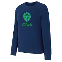 Women's Concepts Sport Blue Seattle Sounders FC Elevation Tri-Blend Long Sleeve Sweatshirt