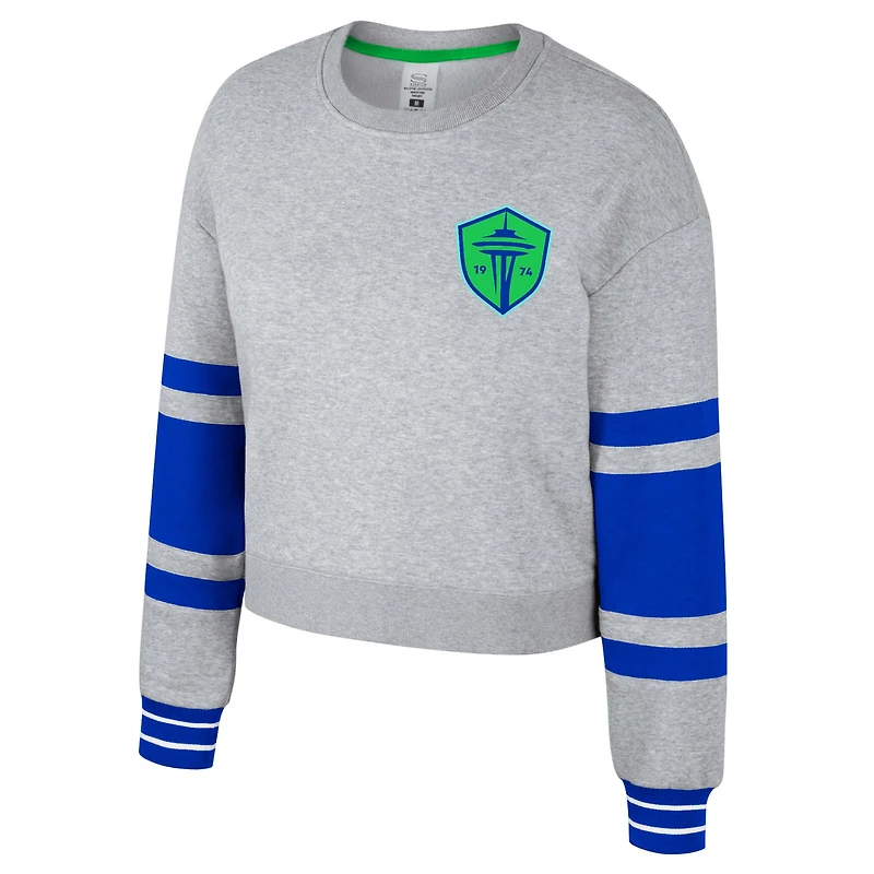 Sweat-shirt court Scrimmage Stadium Essentials pour femme, gris chiné, Seattle Sounders FC