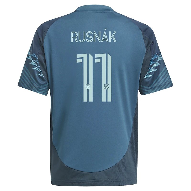 Maillot de joueur réplique du kit The Salish Sea 2025 des Seattle Sounders FC bleu Albert Rusnak pour jeunes adidas