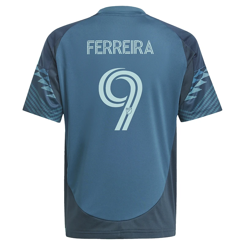 Maillot de joueur réplique du kit The Salish Sea 2025 des Seattle Sounders FC bleu adidas Jesus Ferreira pour jeunes