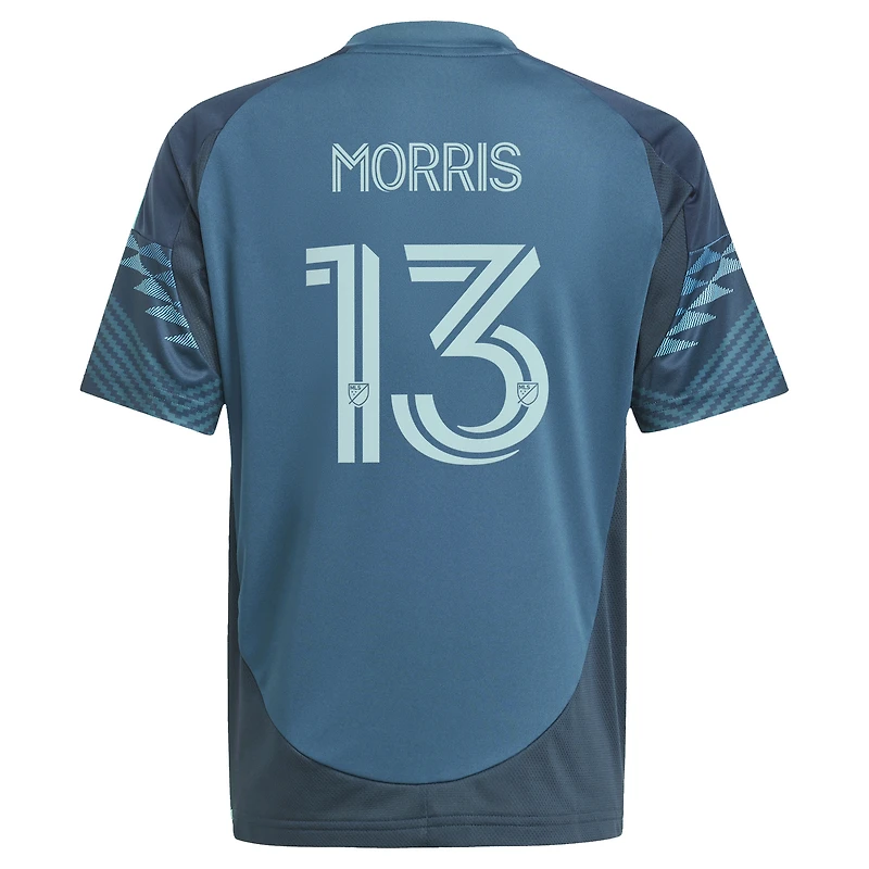 Maillot de joueur réplique du kit The Salish Sea 2025 des Seattle Sounders FC pour jeunes adidas Jordan Morris Blue