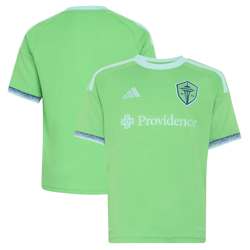 Youth adidas Rave Green Seattle Sounders FC 2026 The Evergreen State Kit Replica Jersey