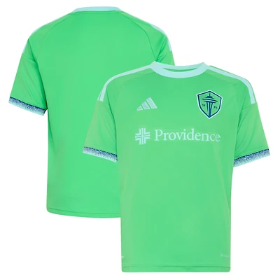 Youth adidas Rave Green Seattle Sounders FC 2026 The Evergreen State Kit Replica Jersey
