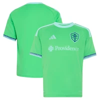 Youth adidas Rave Green Seattle Sounders FC 2026 The Evergreen State Kit Replica Jersey