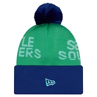 Bonnet en maille à revers avec pompon, New Era vert Seattle Sounders FC, pour enfant