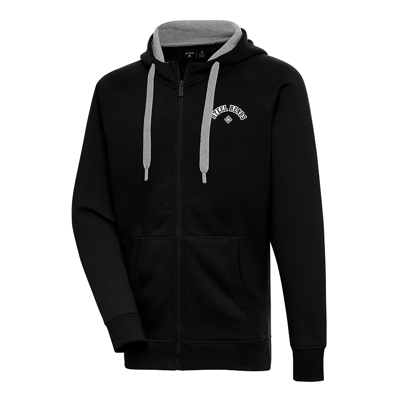 Sweat à capuche entièrement zippé Antigua Black Seattle Steelheads Victory pour homme