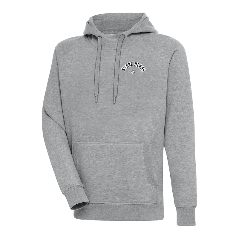 Men's Antigua Heather Gray Seattle Steelheads Victory Pullover Hoodie