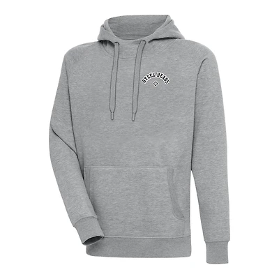 Men's Antigua Heather Gray Seattle Steelheads Victory Pullover Hoodie