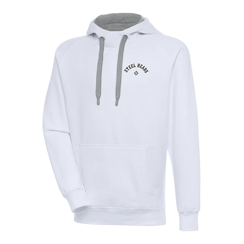 Men's Antigua White Seattle Steelheads Victory Pullover Hoodie