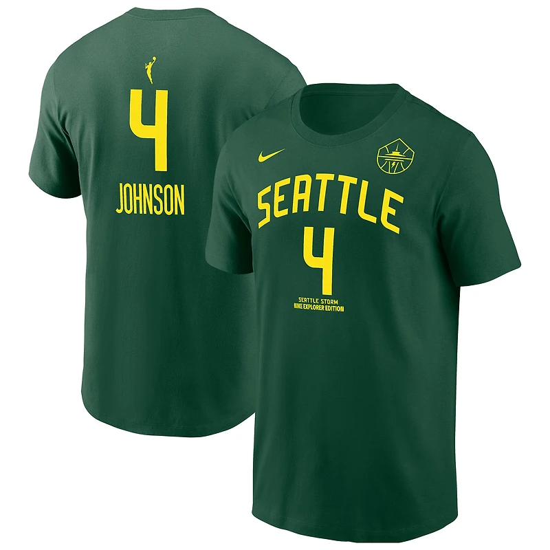 Men's Nike Flau'jae Johnson Green Seattle Storm Explorer Edition Name & Number T-Shirt