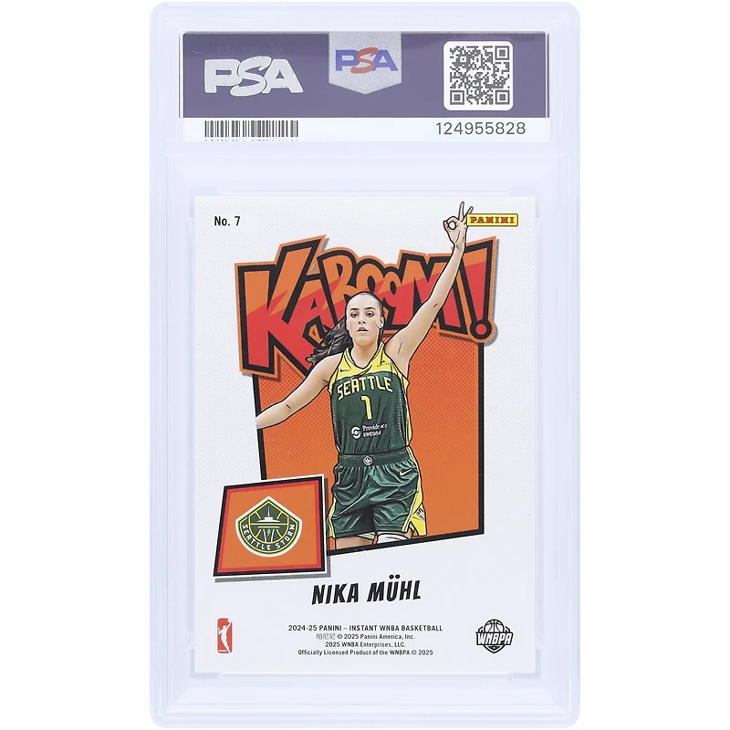 Nika Muhl Seattle Storm 2024-25 Panini Rookie Royalty Kaboom #7 PSA Carte Rookie authentifiée 10