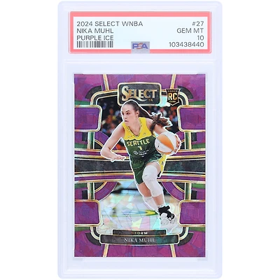 Nika Muhl Seattle Storm 2024 Panini Select WNBA Purple Ice Prizm #27 #007/149 PSA Carte recrue authentifiée 10