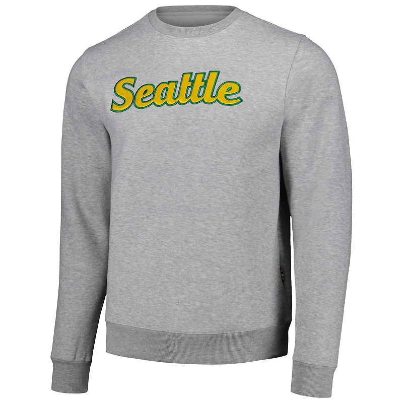 Sweat-shirt unisexe Kur8ted Heather Grey Seattle Storm Satin Stitch Core