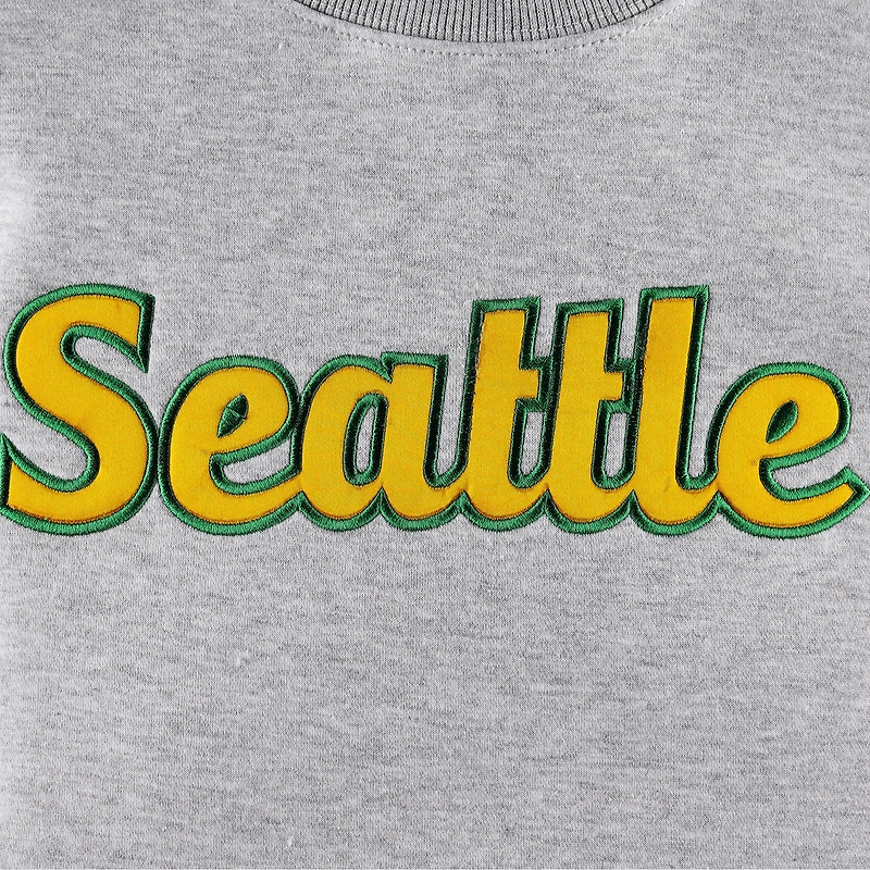 Sweat-shirt unisexe Kur8ted Heather Grey Seattle Storm Satin Stitch Core