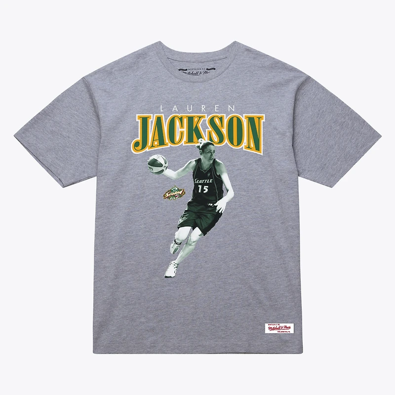 Unisex Mitchell & Ness Lauren Jackson Heather Gray Seattle Storm Court Origins Player Boyfriend T-Shirt Women's