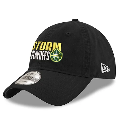 Casquette ajustable unisexe New Era noire Seattle Storm 2025 WNBA Playoffs 9TWENTY